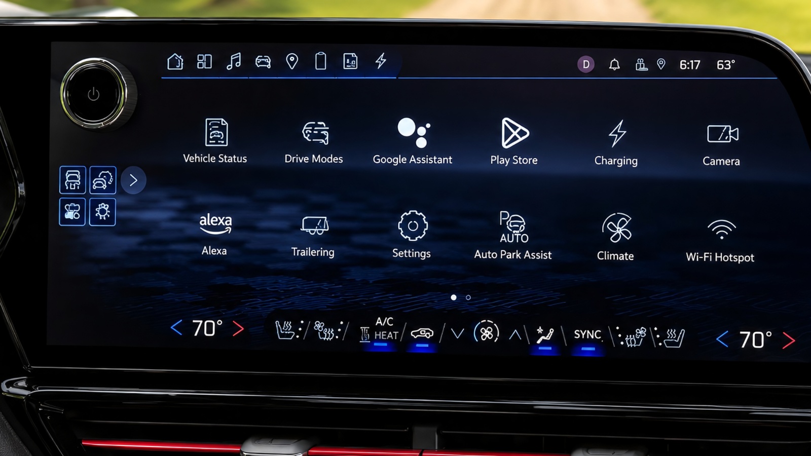 An infotainment system of a luxury truck