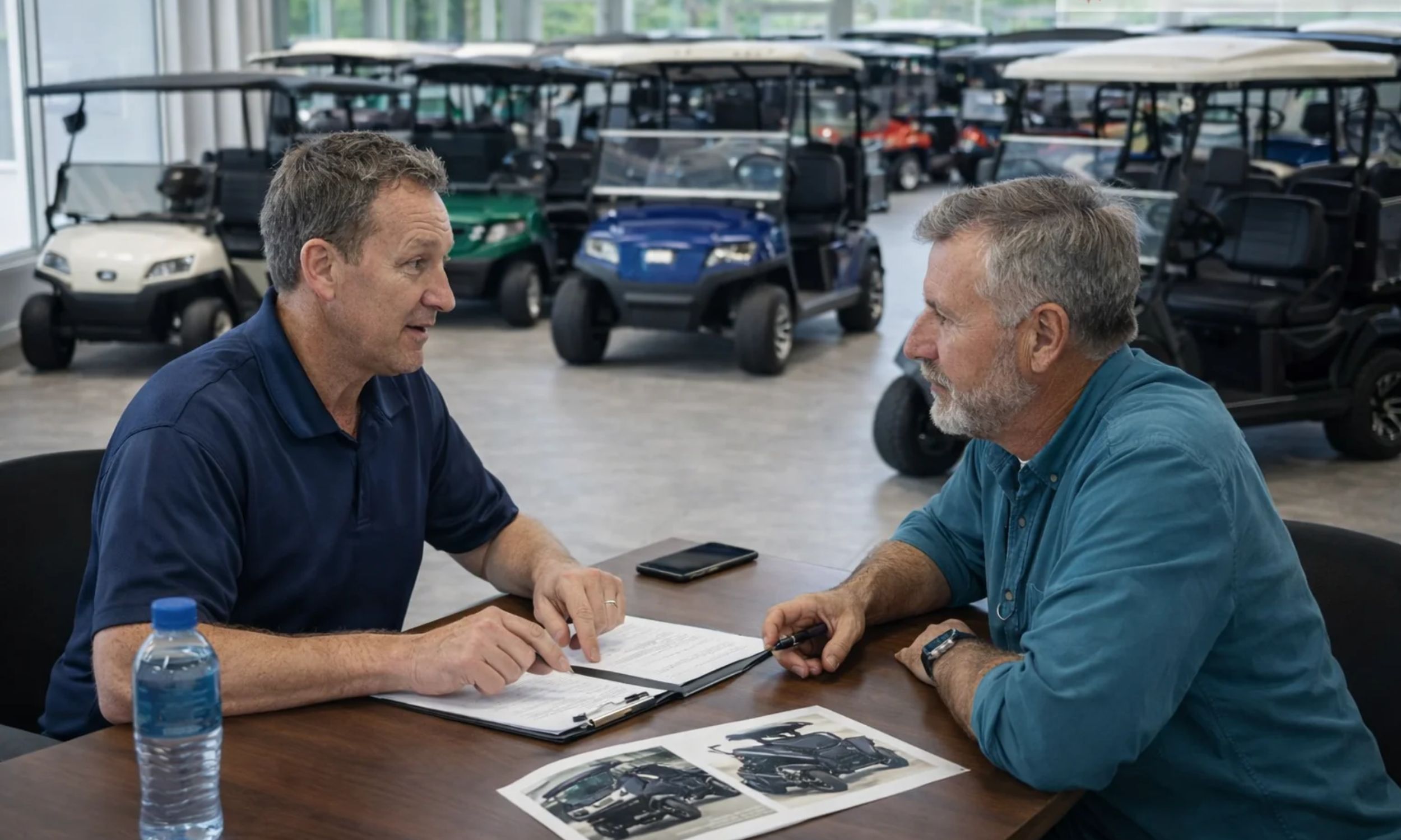 Car dealer and customer Car dealer and customer