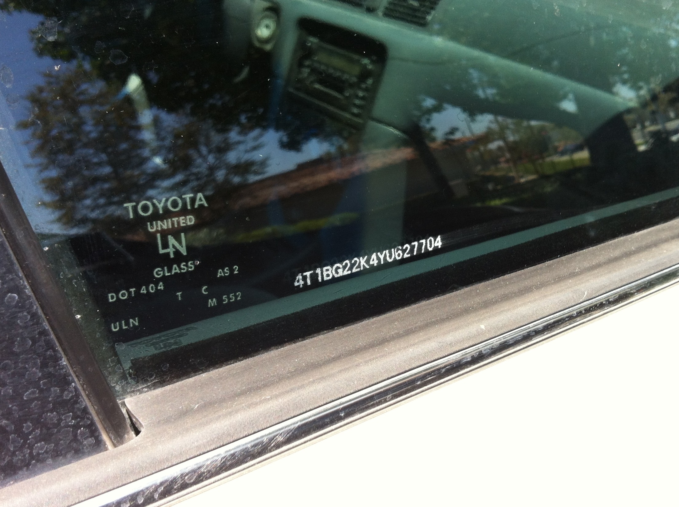 Car window number etching Car window number etching