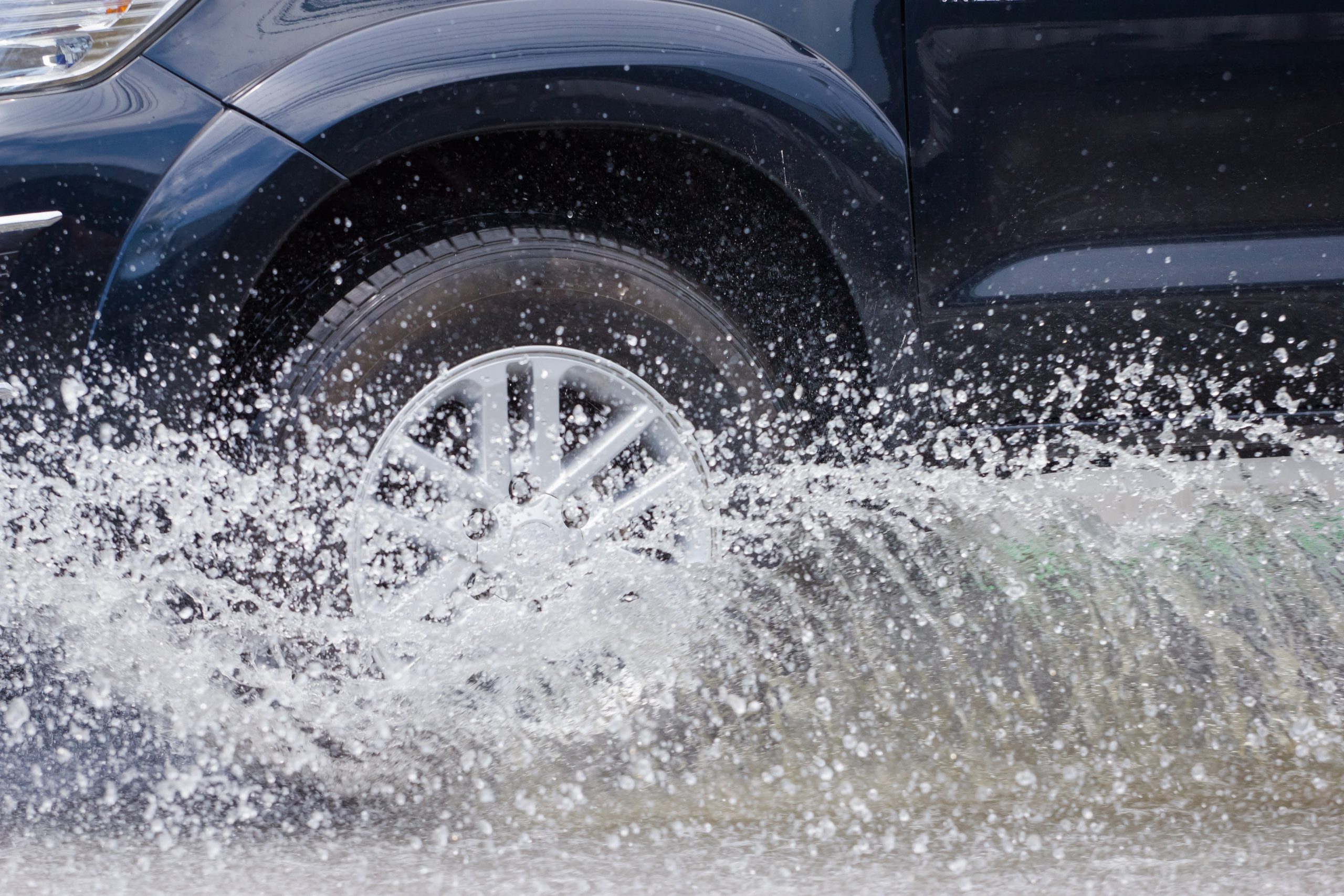 Driving through deep puddles