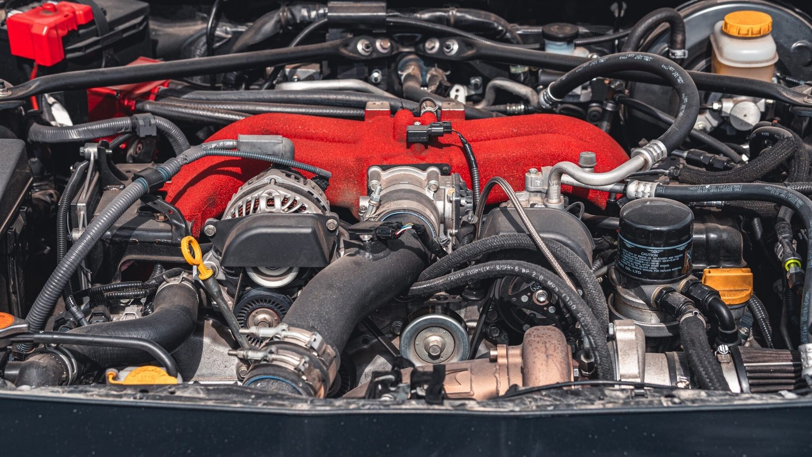 Engine bay of a Subaru BRZ