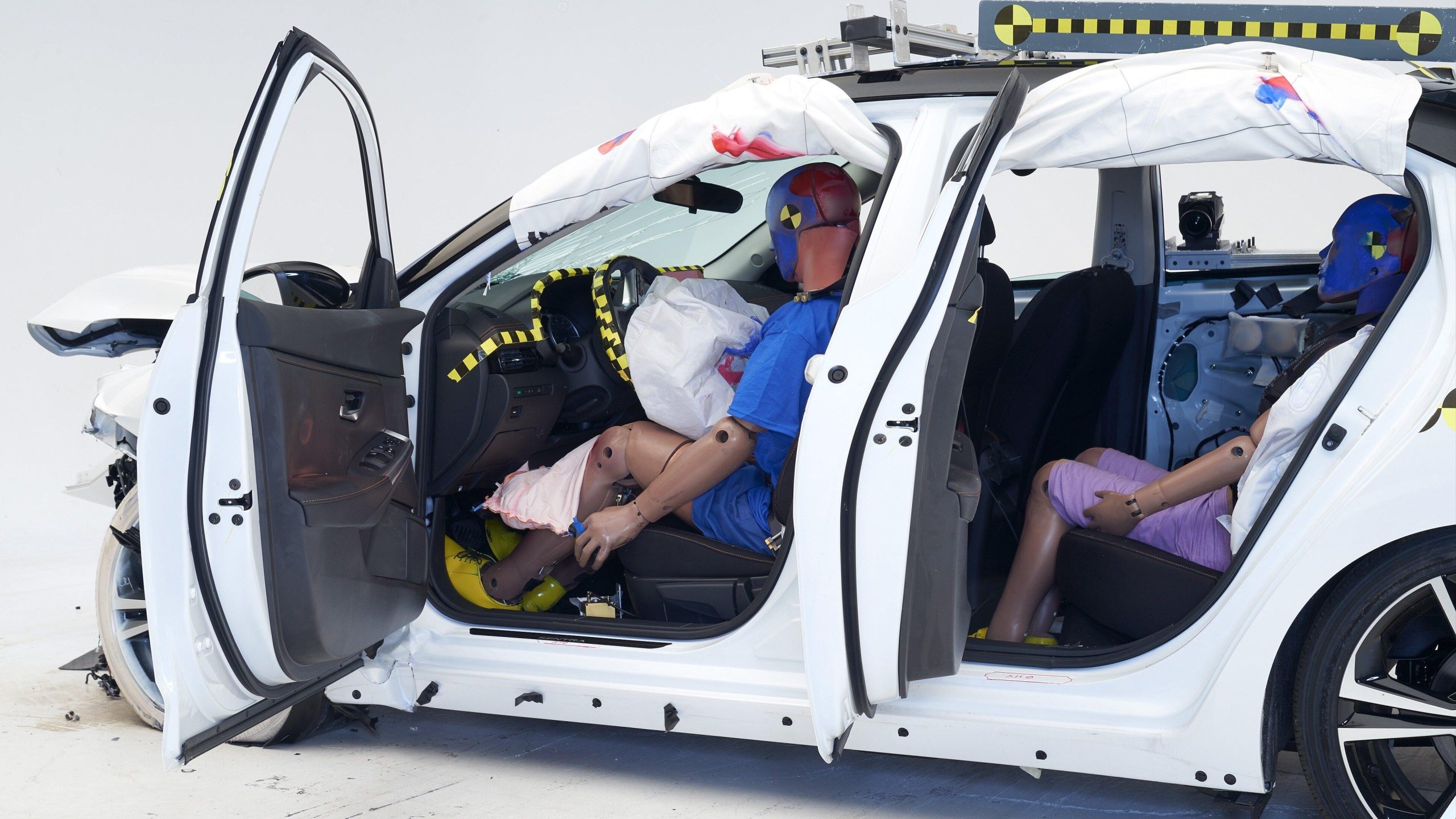 Crash Test Vehicle With Deployed Airbags