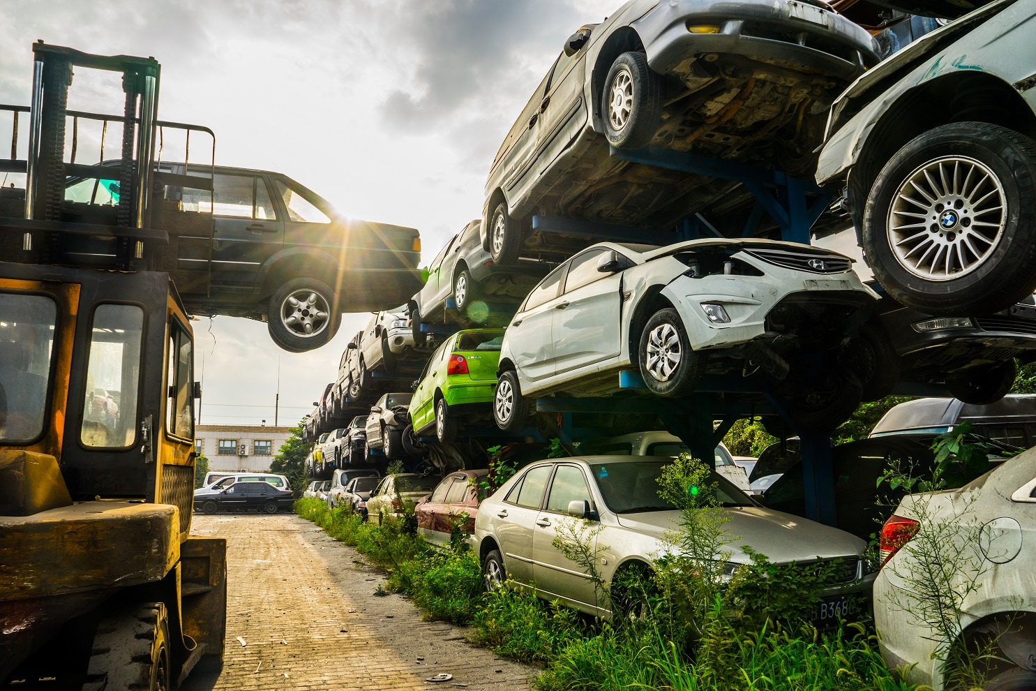 Industrial vehicle recycling yard