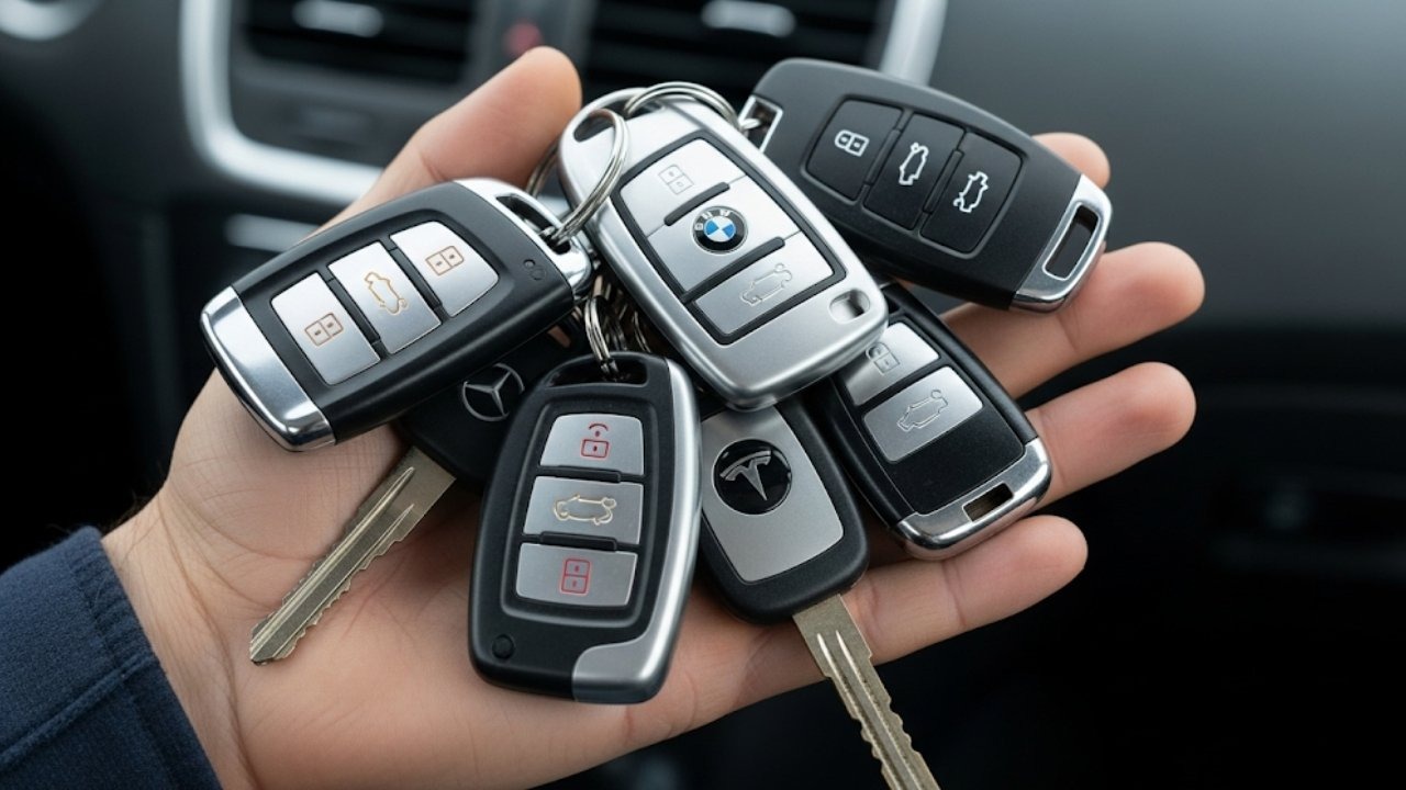 Several car key fobs