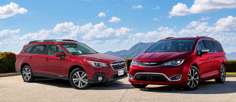 Subaru Outback and a Chrysler Pacifica