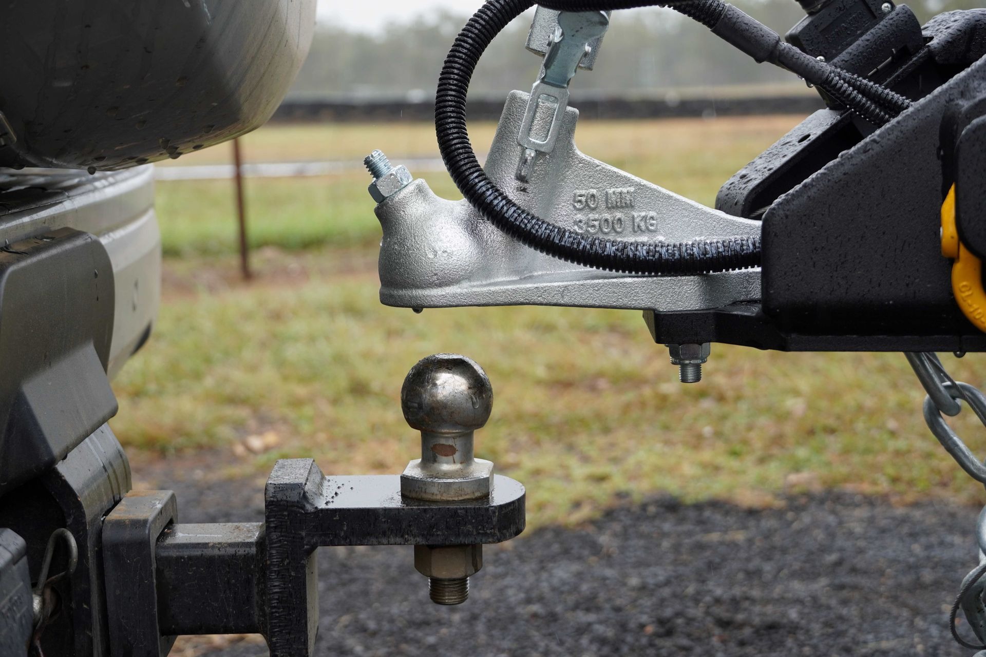 TJM Towball 50mm securely attached to a vehicle's hitch receiver
