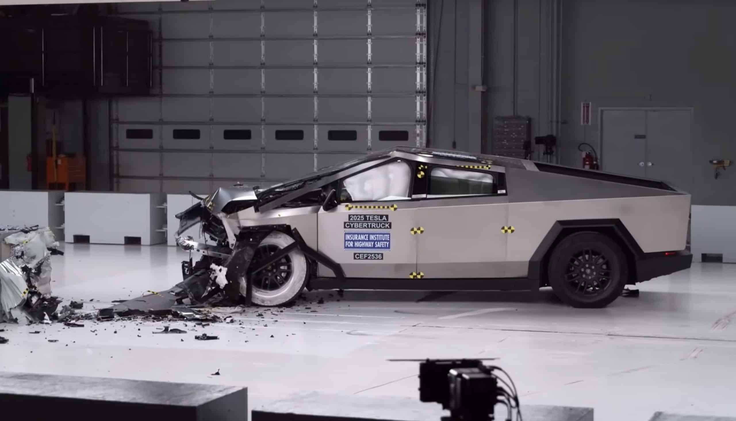 Tesla Cybertruck undergoing a side impact crash test