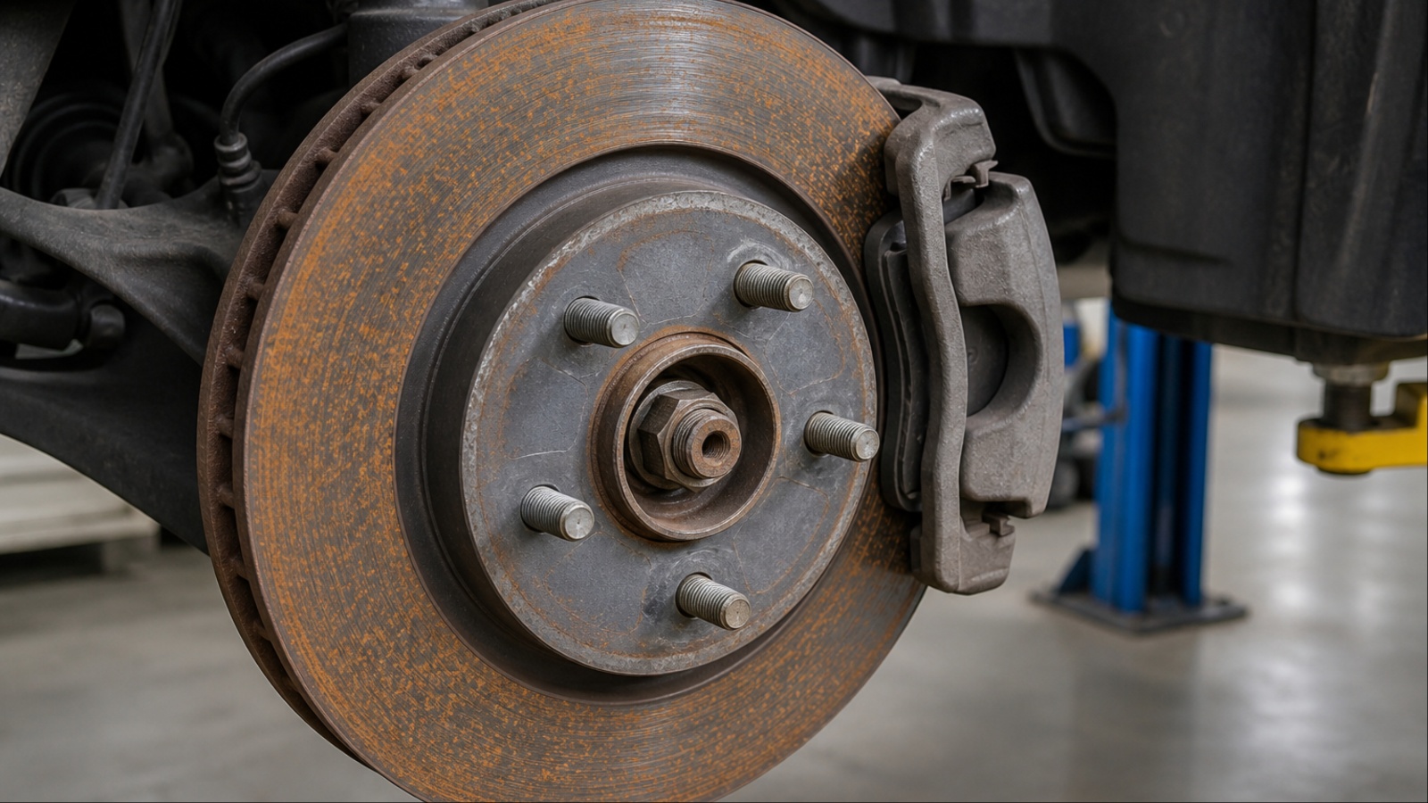 The Brake Rotors Are Covered in Heavy Surface Rust