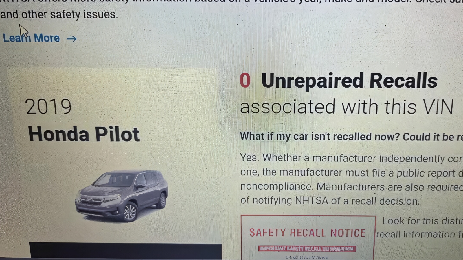 Understand What a “0 Unrepaired Recalls” Result Does Not Mean