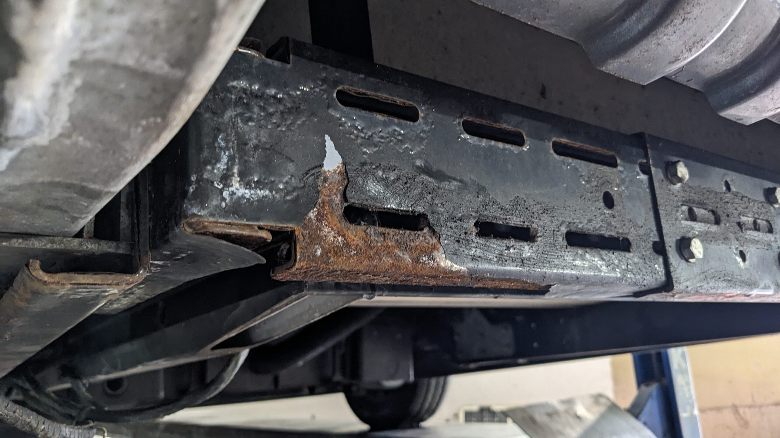 Visible rust and flaking corrosion