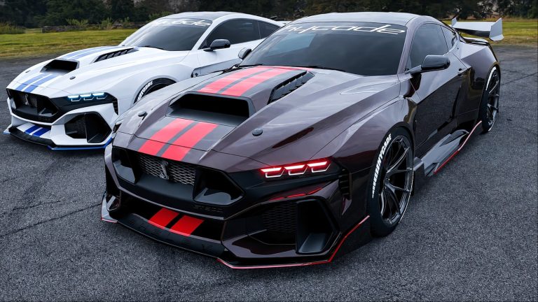 Ford Mustang-inspired performance cars showcase aggressive styling, bold stripes, and racing-inspired aerodynamics