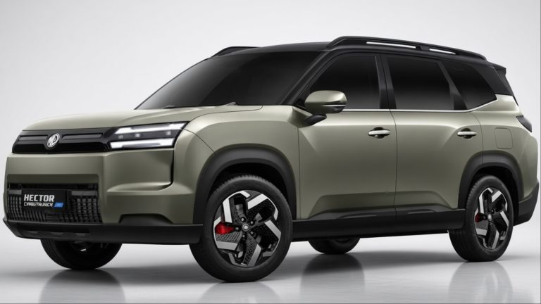 MG Hector SUV, olive green with black roof, studio shot