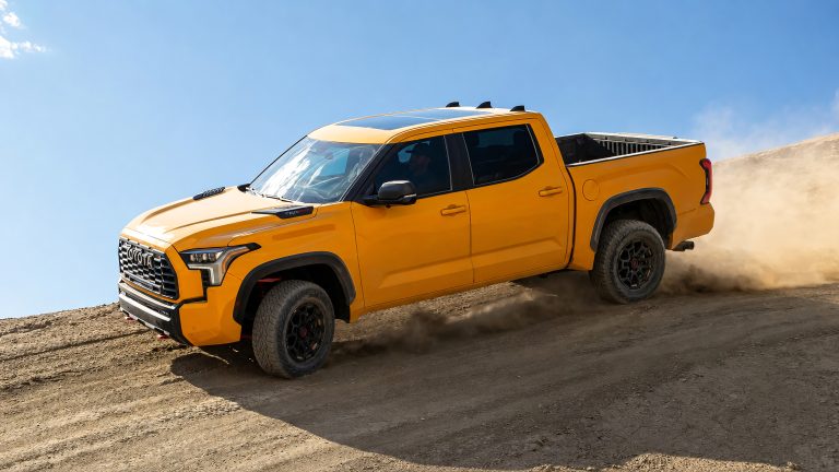 Toyota Tundra is offroading in the desert