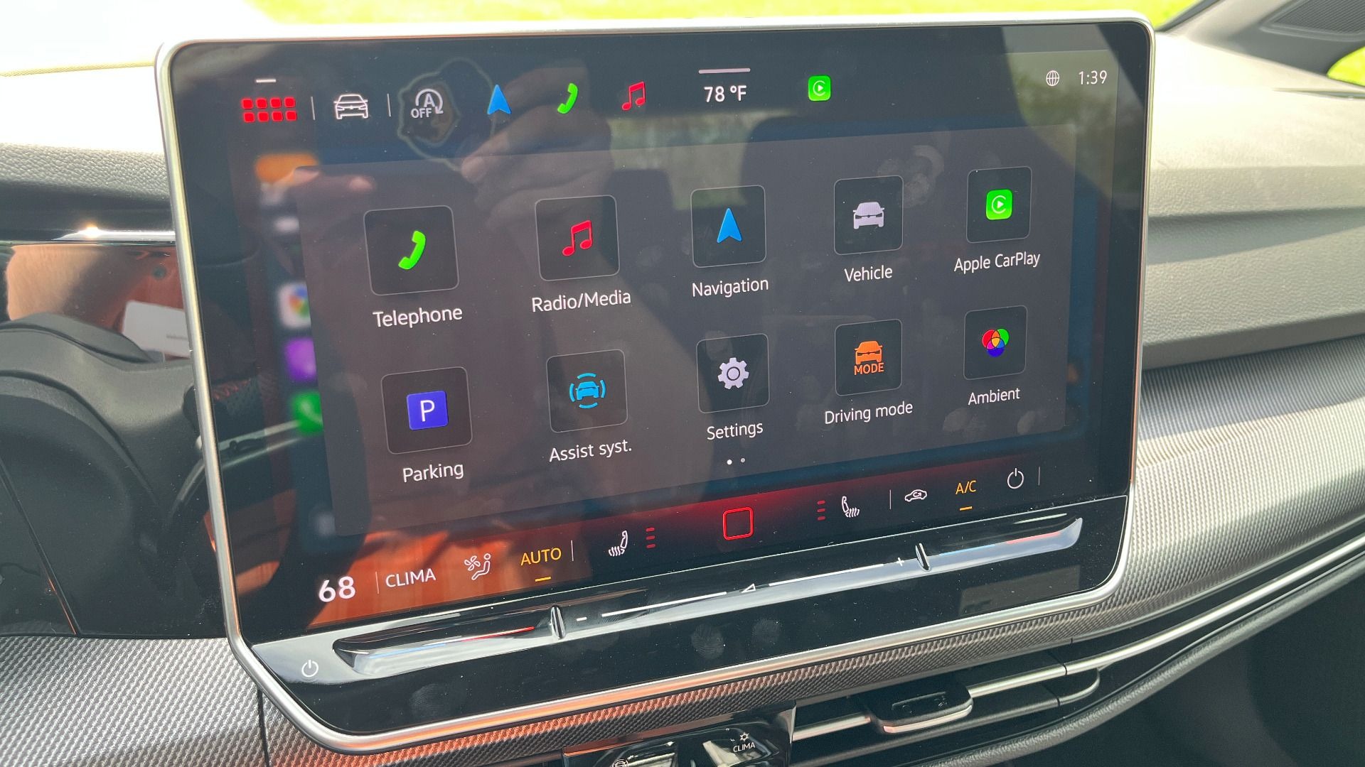 12.9-inch touchscreen infotainment system in a 2025 Volkswagen Golf GTI,