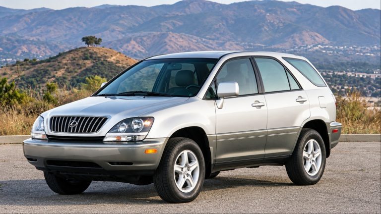 1999 Lexus RX 300 parked on a scenic road overlooking distant mountains