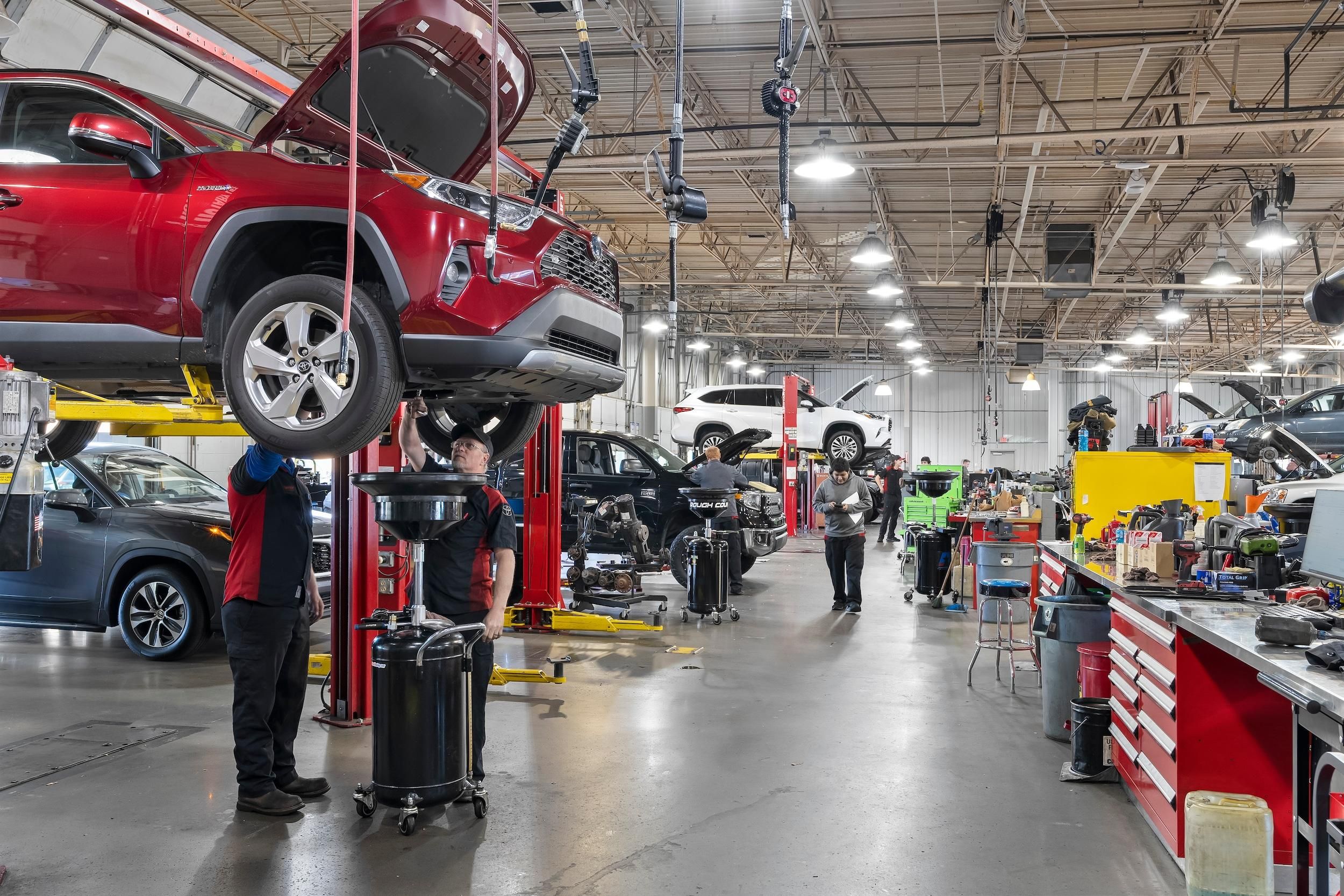 Busy dealership service center repairs