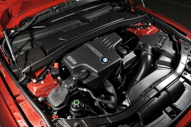 Turbocharged Engine of BMW is shown in black color