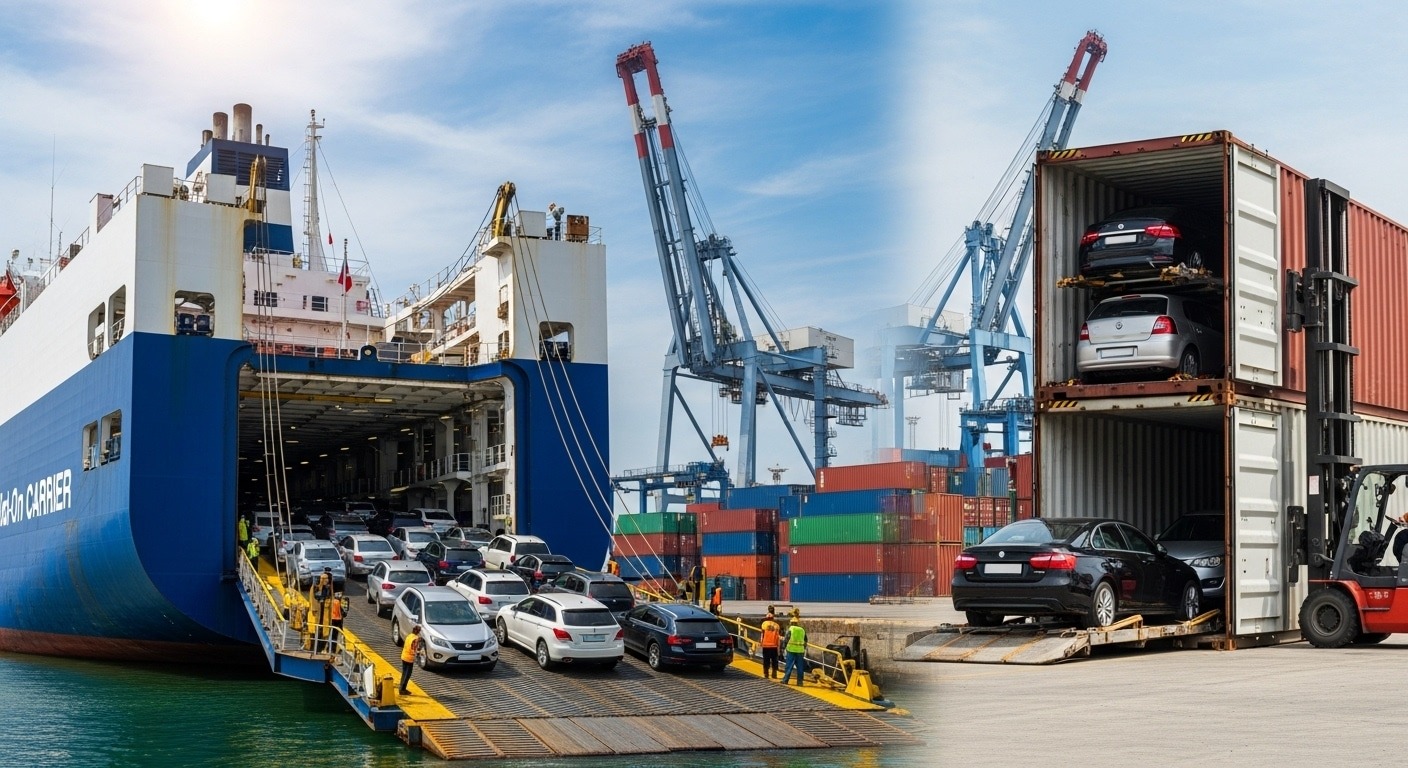 Car carrier ship and shipping container