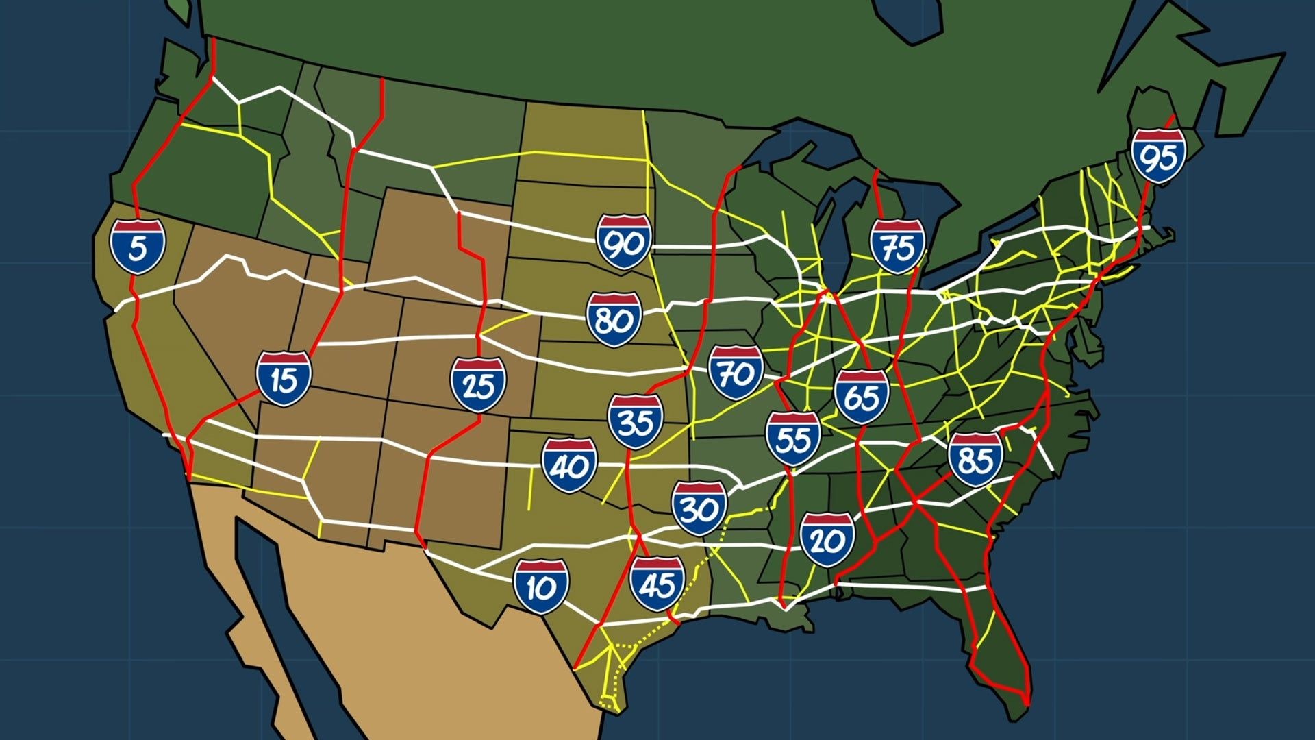 Interstate Highway System across the United States