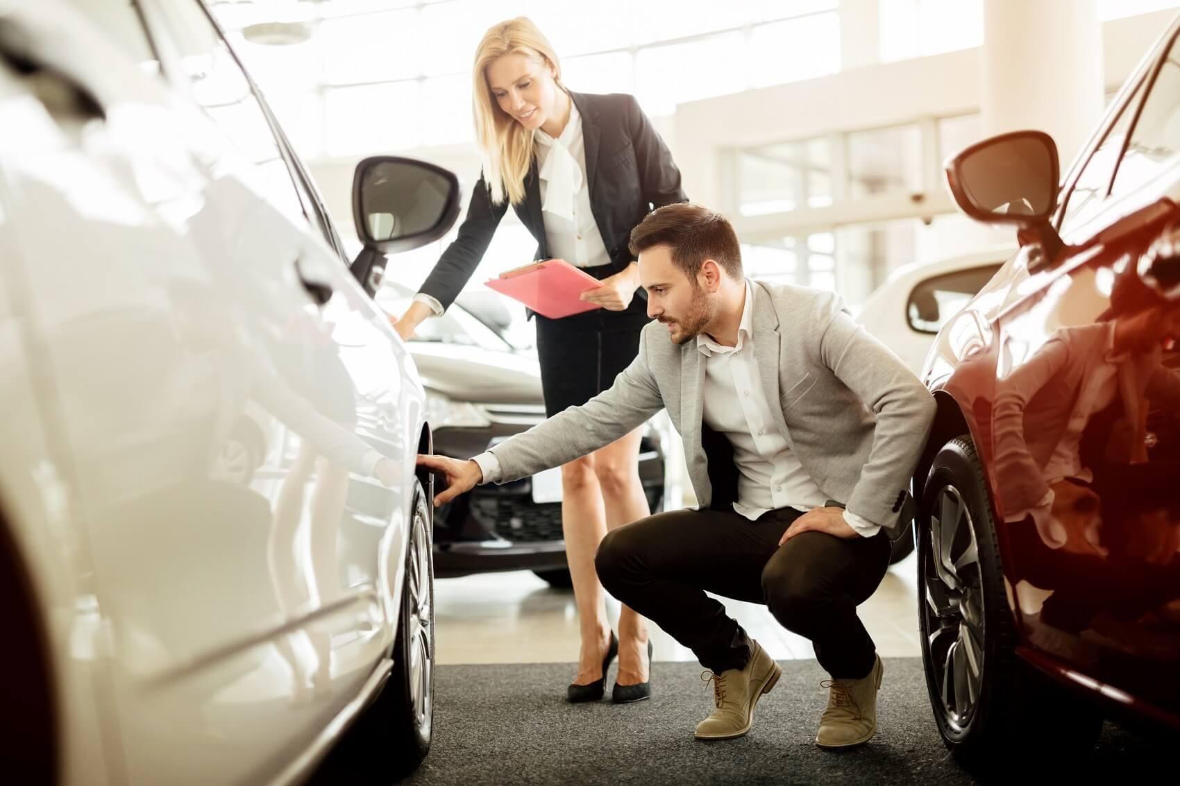 Customer Inspecting Certified Used Car