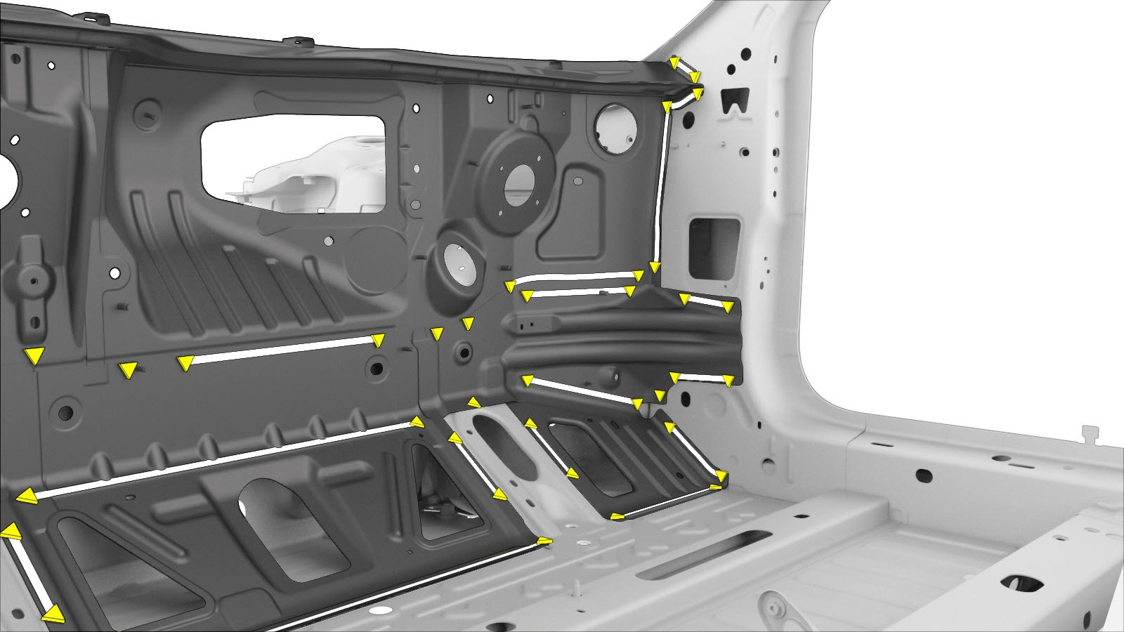 Reinforcement points and structural supports in the vehicle's body