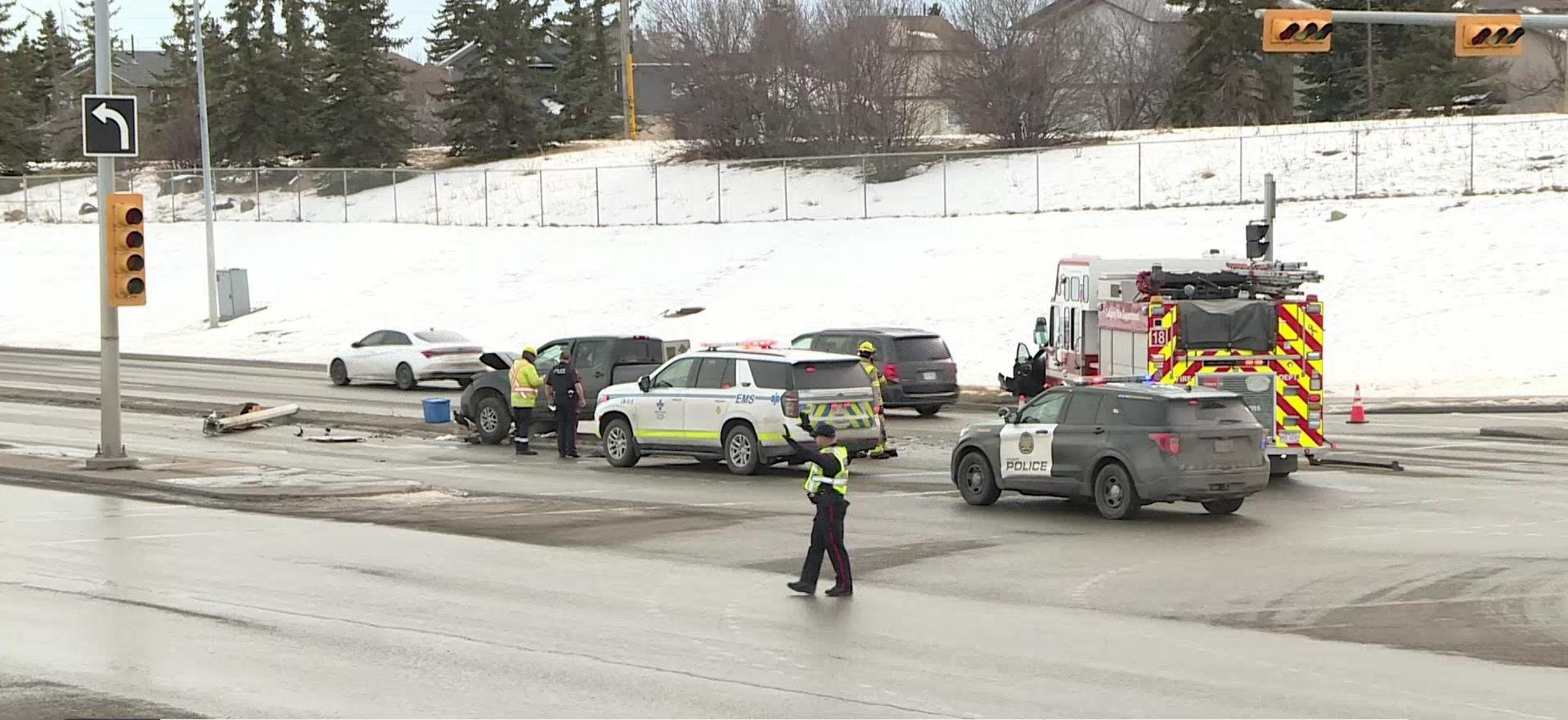 Scene of a three-vehicle collision in North Edmonton