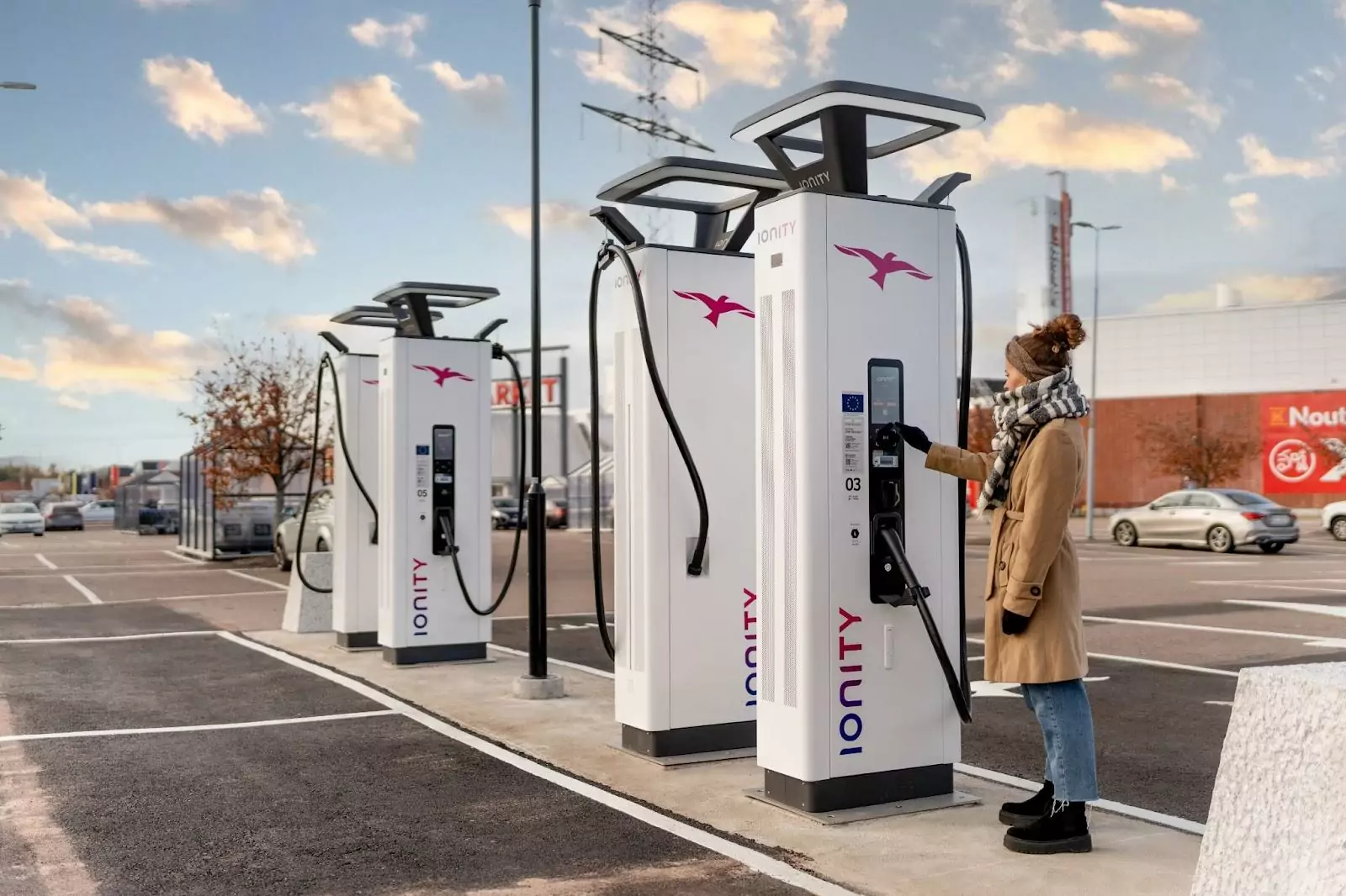 Multiple DC Fast chargers are shown in the image