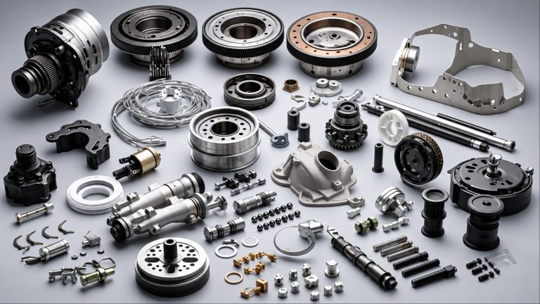 A detailed collection of automotive components showcasing the complexity of car engineering