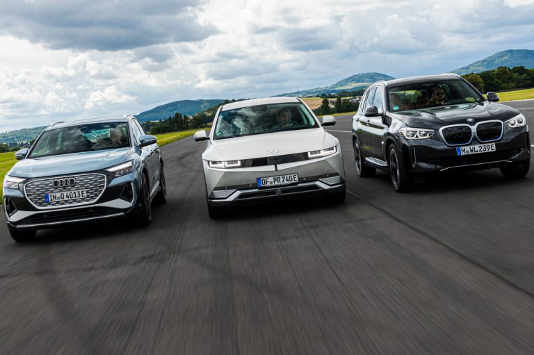 Audi Q4 e-tron, BMW iX3, and Hyundai Ioniq 5