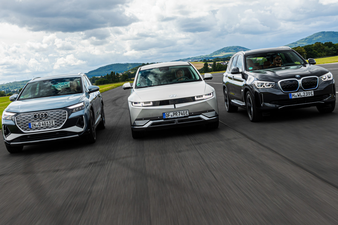 Audi Q4 e-tron, BMW iX3, and Hyundai Ioniq 5