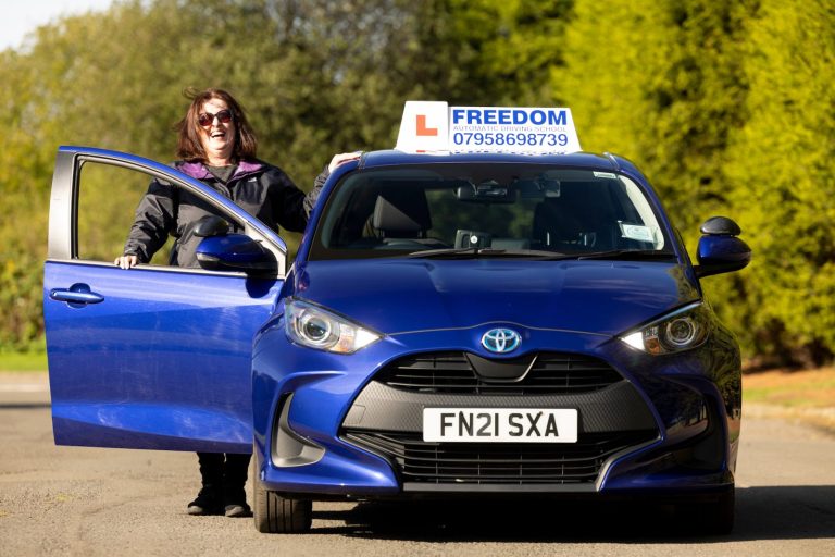 Blue Toyota Yaris learner car