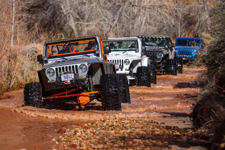 Convoy of Jeep Wranglers