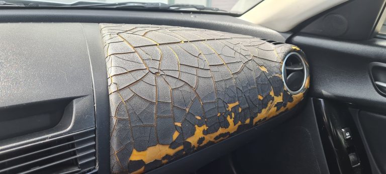 Cracked car dashboard