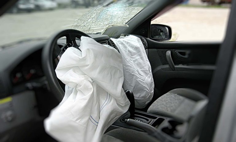 Deployed airbag inside a Citroën vehicle