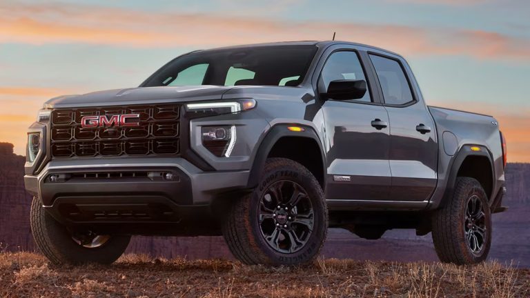 GMC Canyon AT4 showcases rugged styling against a dramatic desert landscape