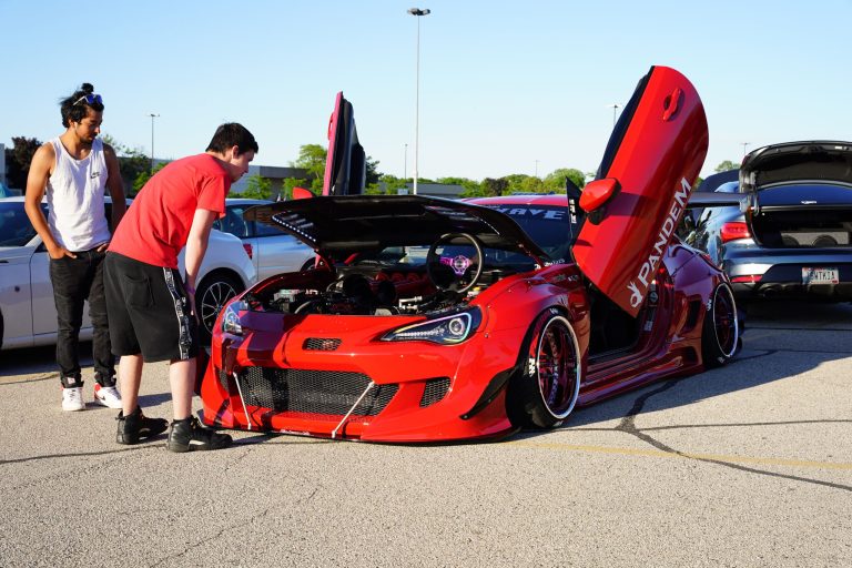 Highly modified red Scion FR-S