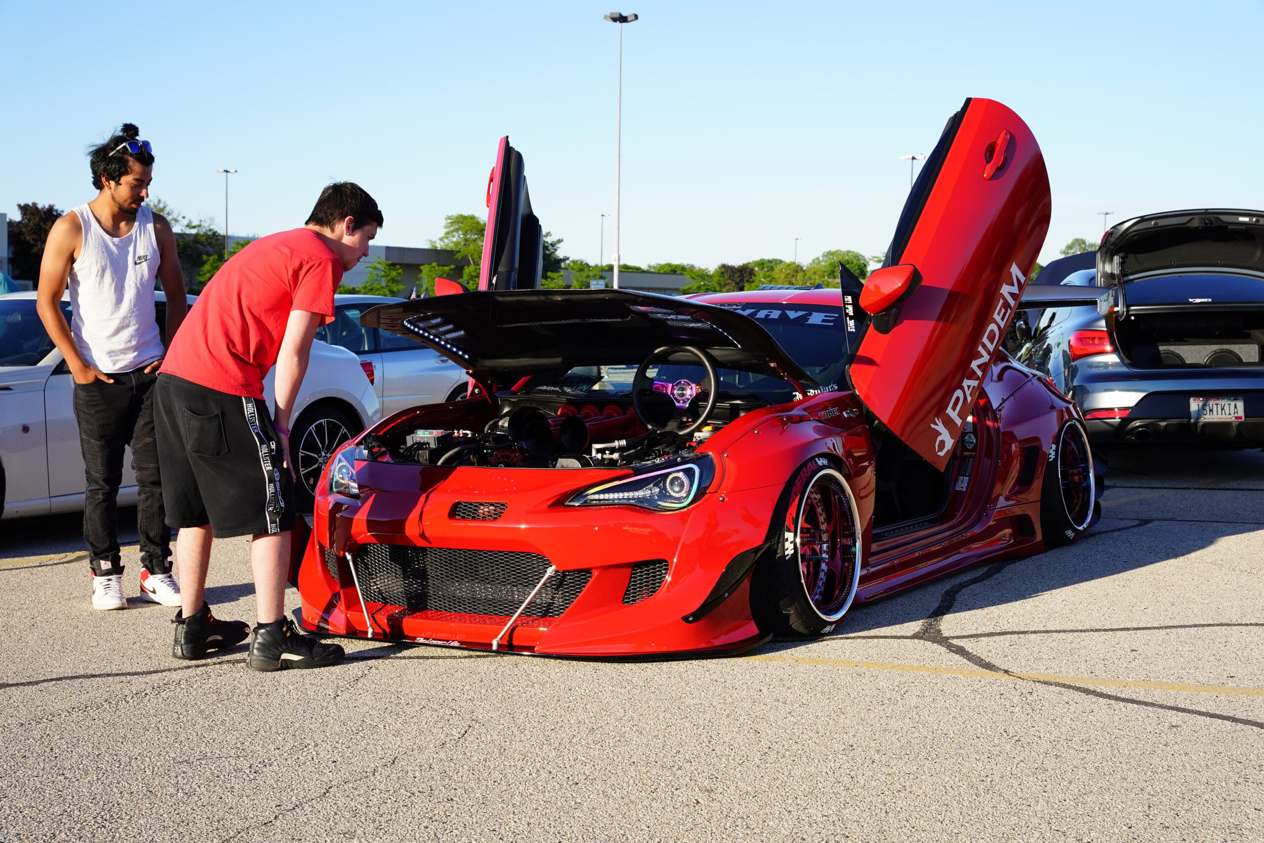 Highly modified red Scion FR-S