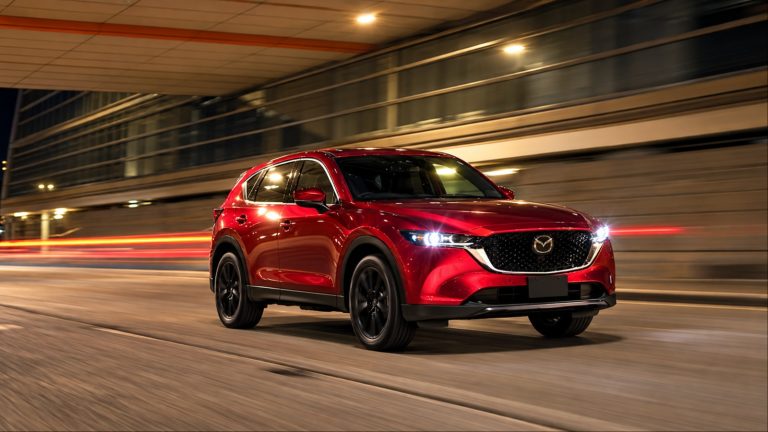 Mazda CX-5 headlights at night