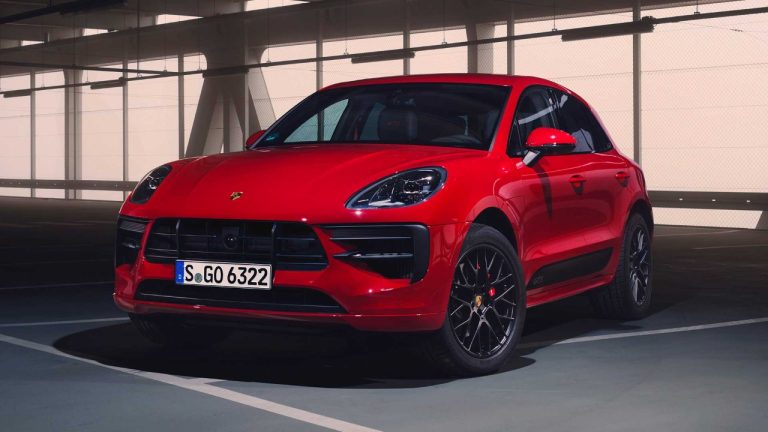 Porsche Macan GTS in striking red, showcasing its sporty luxury SUV design