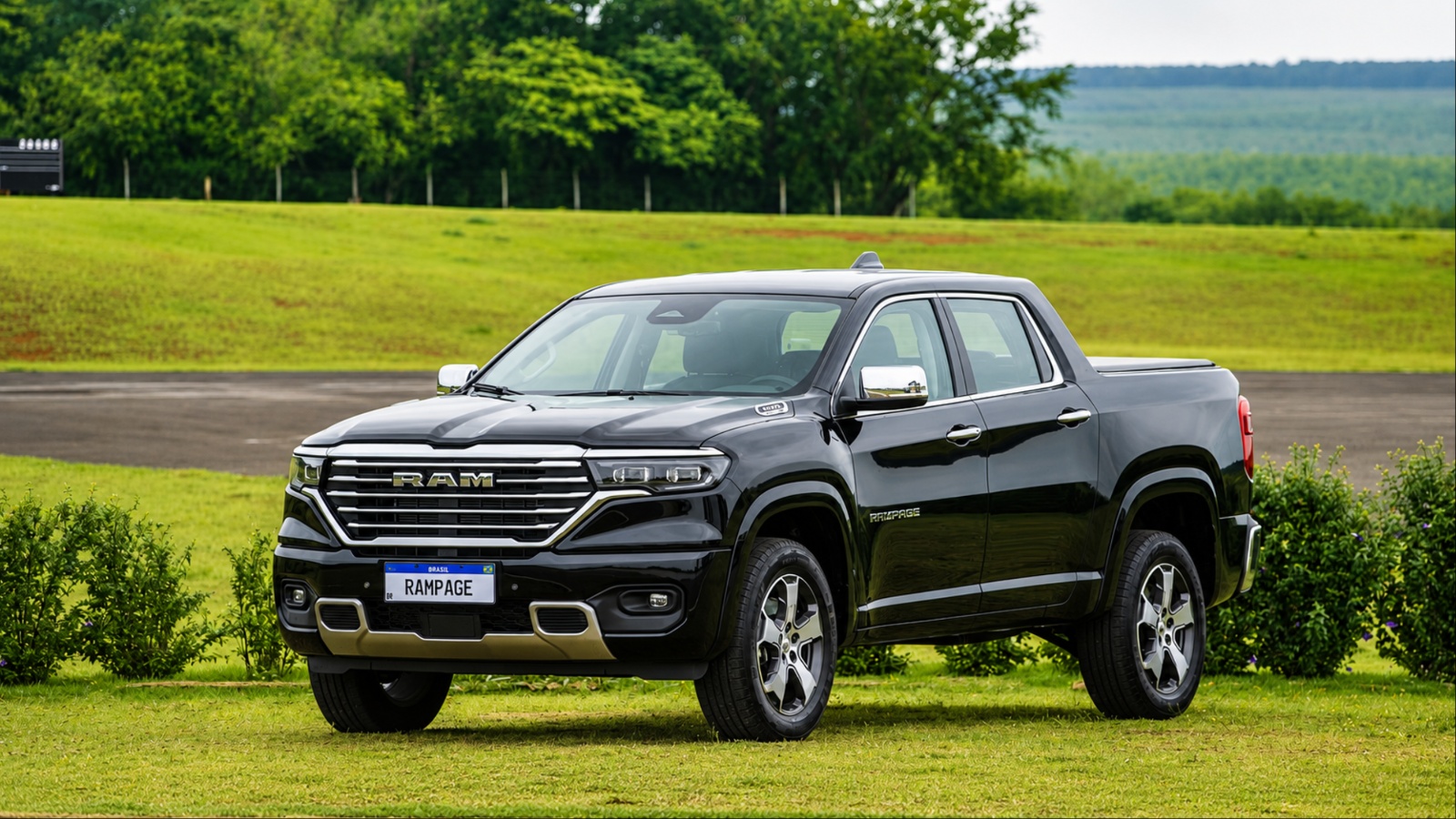 Ram Rampage pickup displayed outdoors with a rugged, upscale design