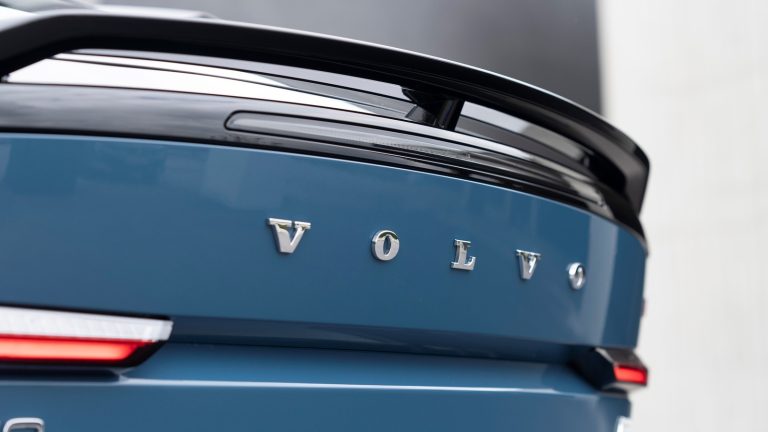 Rear badge of a Volvo EX30