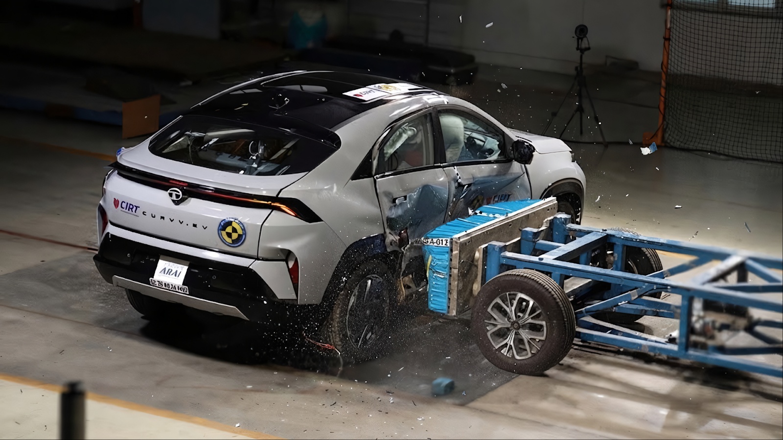 Tata Curvv undergoing a crash test