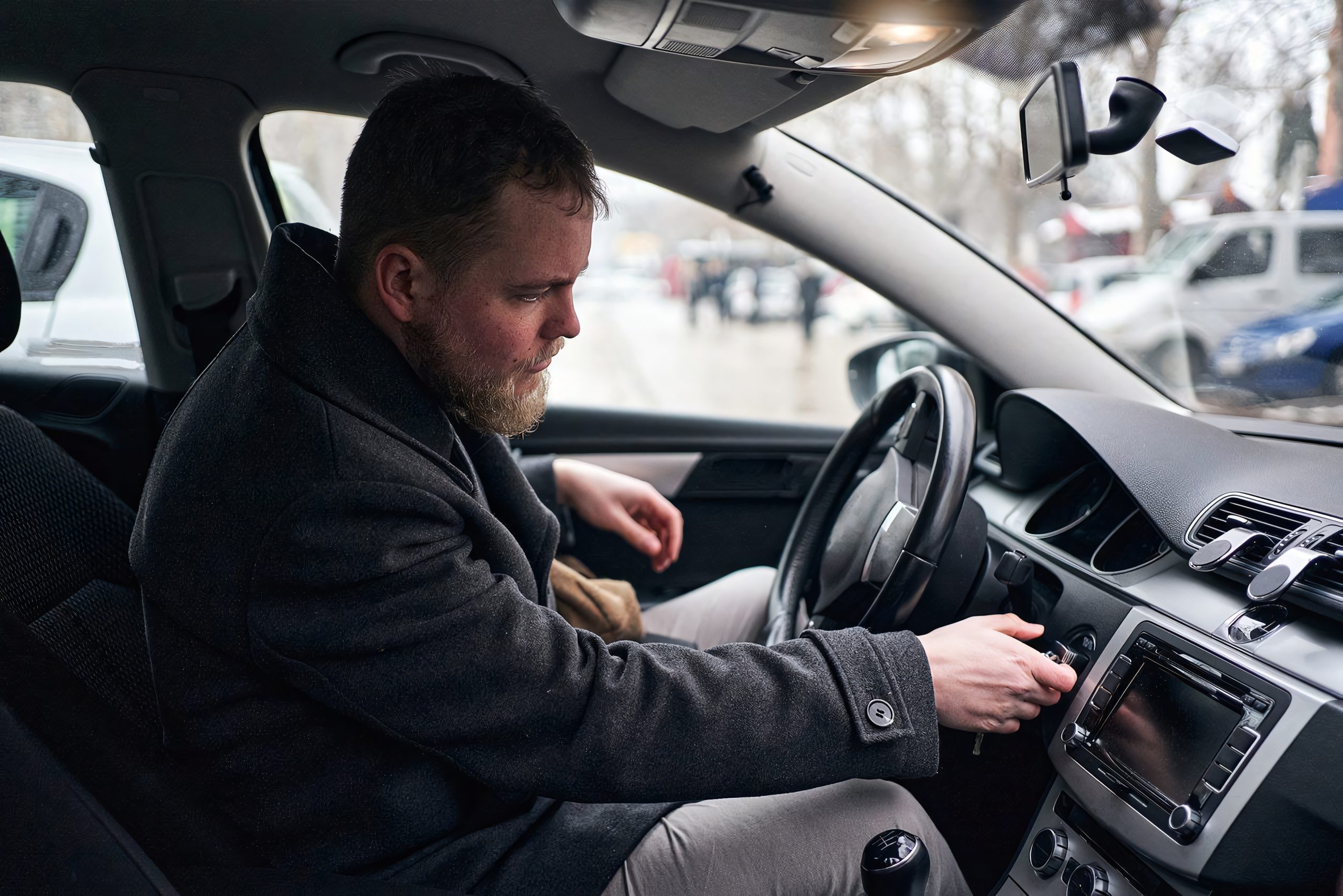 Warming up a car’s engine before driving