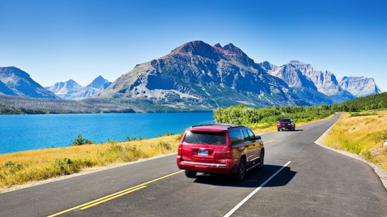 Winding road in Glacier National Park