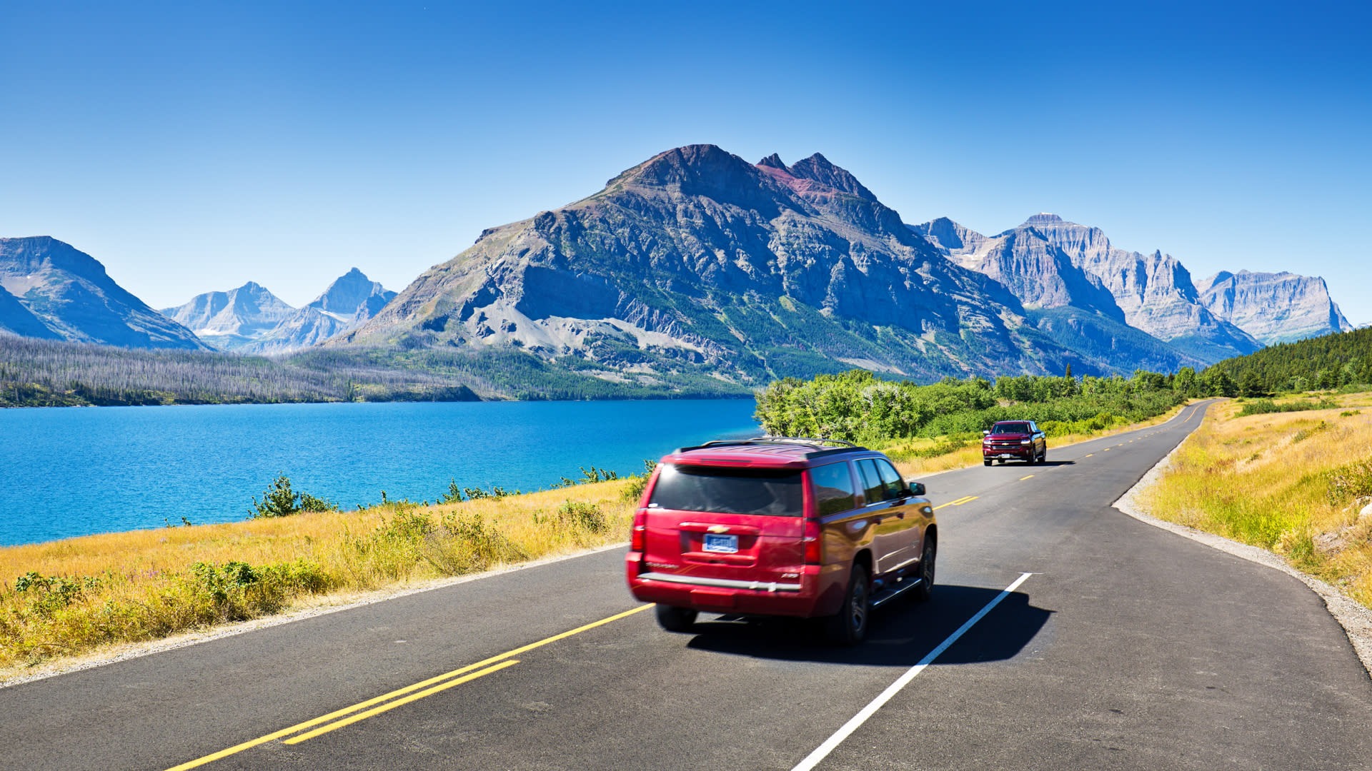 Winding road in Glacier National Park