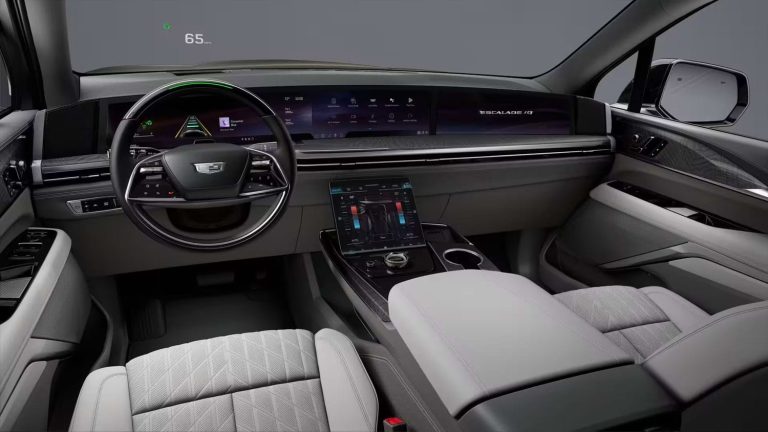 Cadillac Escalade IQ interior featuring advanced displays and Super Cruise driver-assistance technology