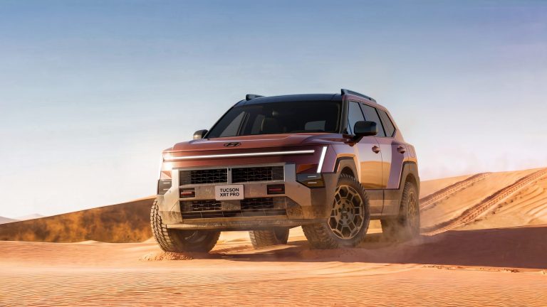 Hyundai Tucson XRT Pro tackles sandy desert dunes, showcasing rugged styling and off-road capability