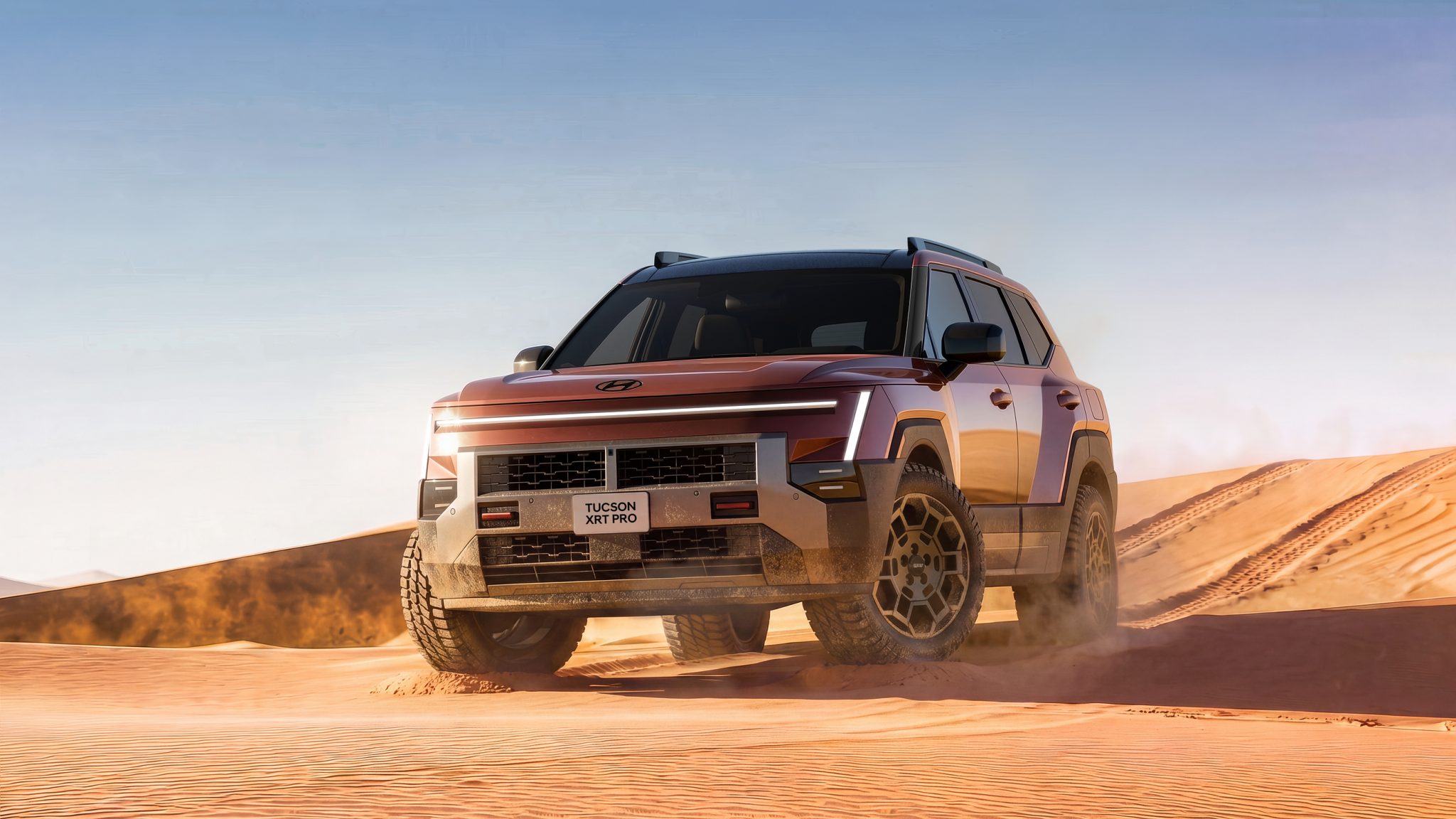 Hyundai Tucson XRT Pro tackles sandy desert dunes, showcasing rugged styling and off-road capability