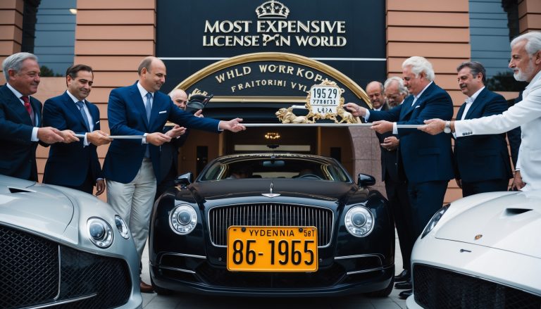 Officials unveil a luxury car beneath the world’s most expensive license plate sign