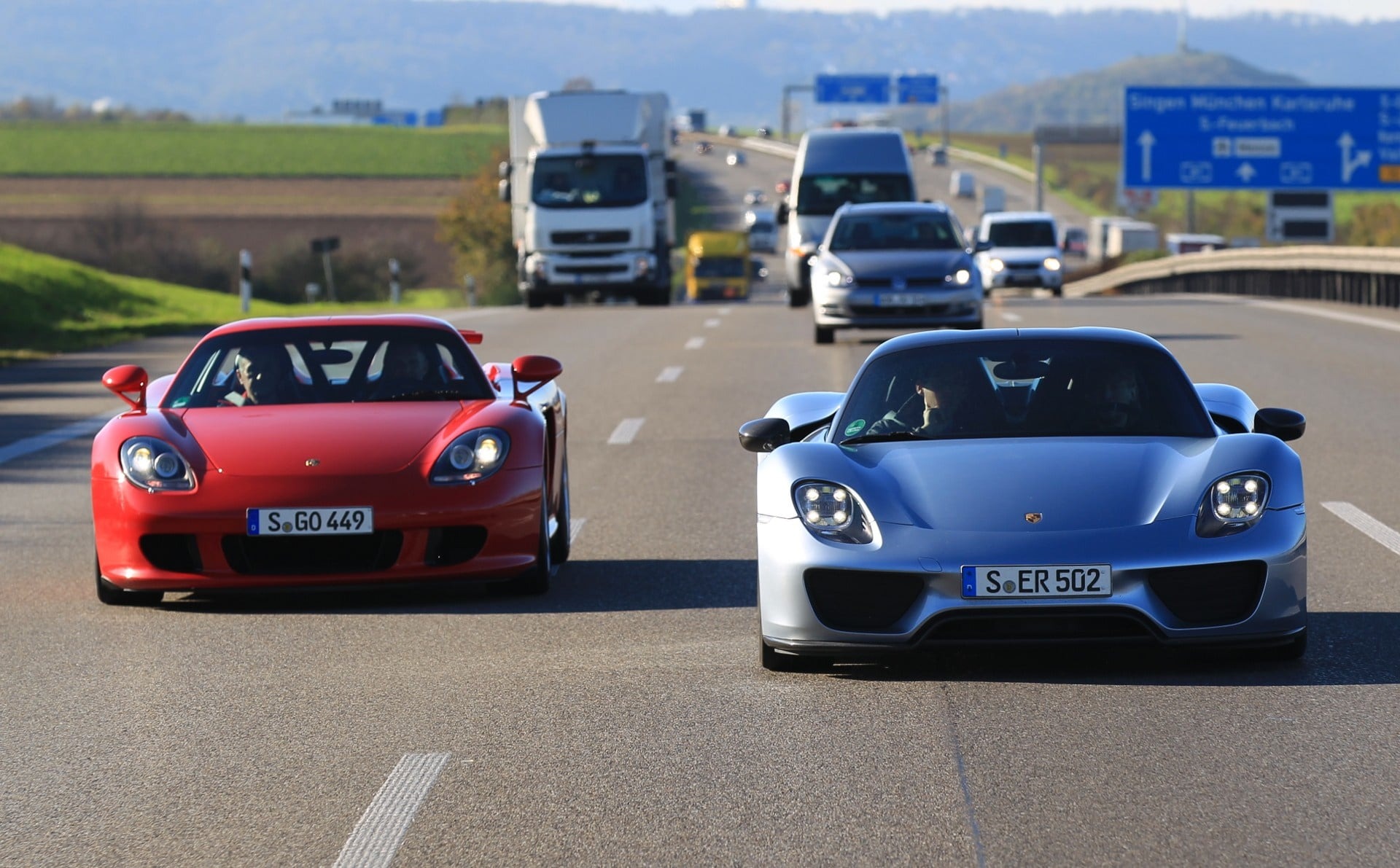 Porsche 918 Spyder and Porsche Carrera GT